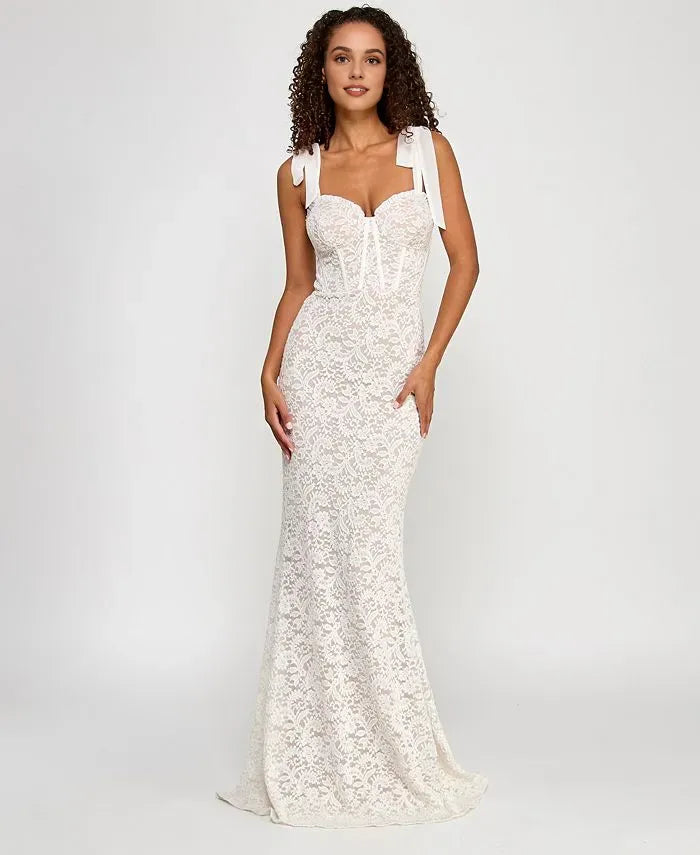 Vintage Mermaid Sweetheart Sleeveless Solid Color Lace Floor-Length Wedding Dresse