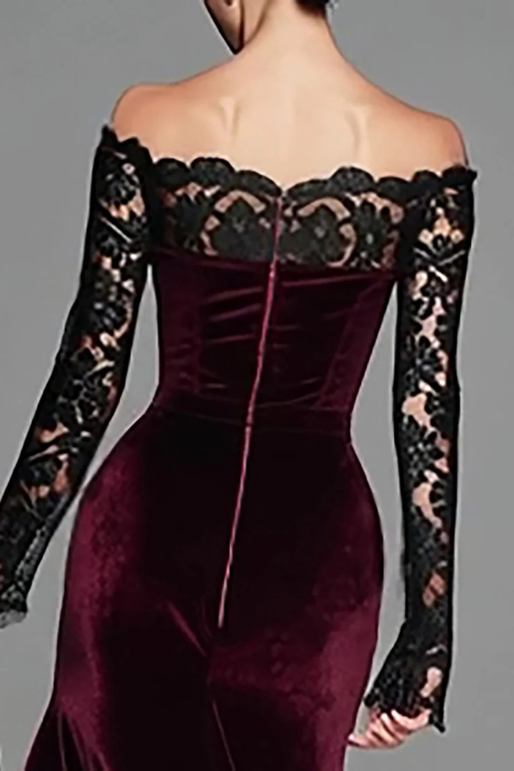 Vintage Mermaid/Trumpet Off the Shoulder Long Sleeve Velvet Floor-Length Evening Dress