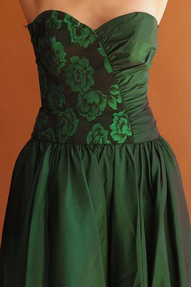 Vintage Off-the-Shoulder Sweetheart  Tea-Length A-line Sleeveless Party Prom Evening Dress