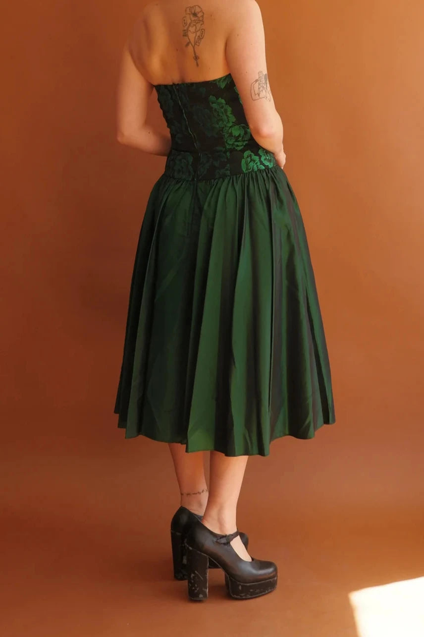 Vintage Off-the-Shoulder Sweetheart  Tea-Length A-line Sleeveless Party Prom Evening Dress