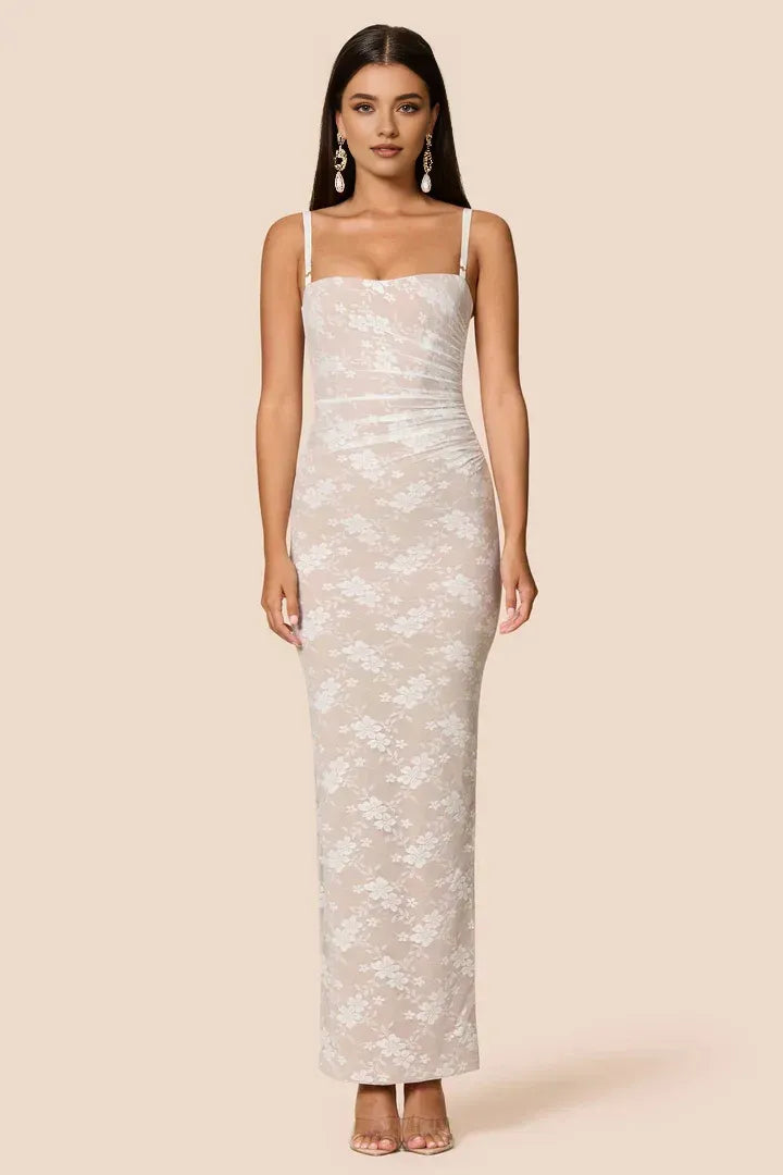 Vintage Sheath/Bodycon Square Neck Sleeveless Open Back Ankle-Length Evening Dress