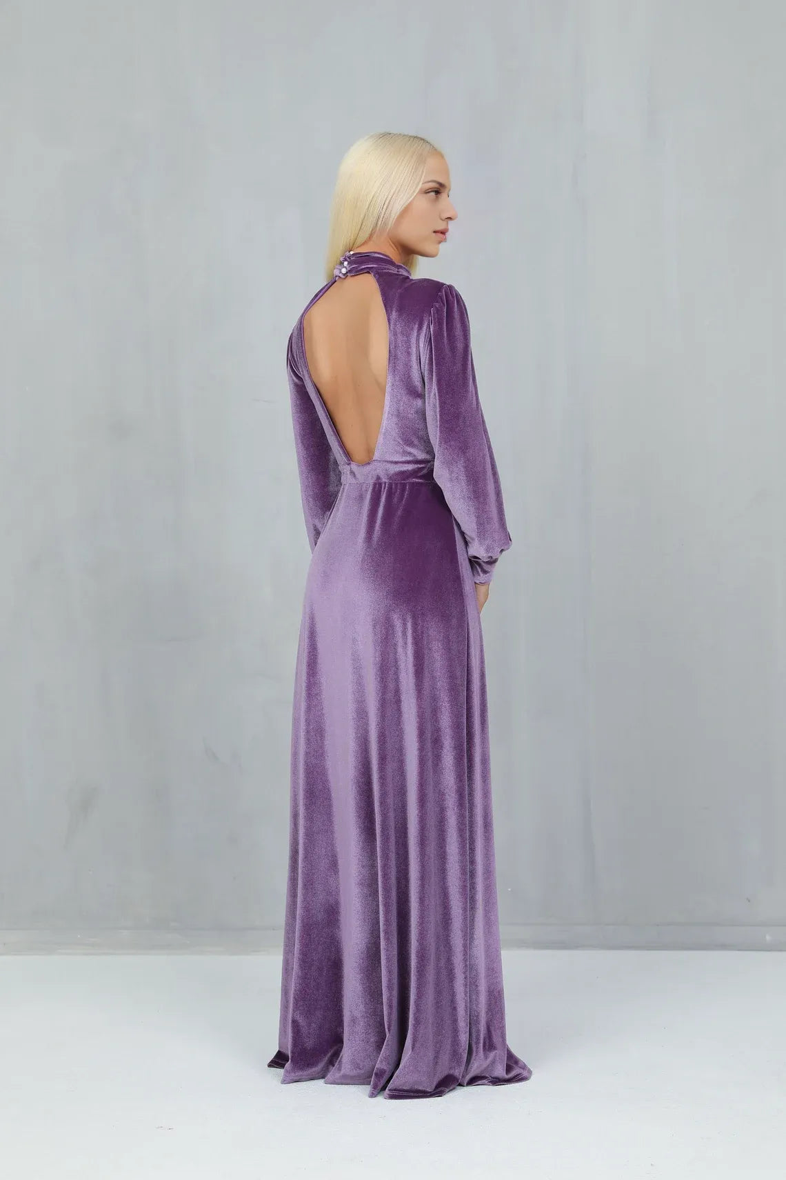Violet Bridesmaid Dress Velvet Dress Wedding Guest Dress Evening Dress Velvet Long Dress Formal Dress Backless Dress Prom Dress