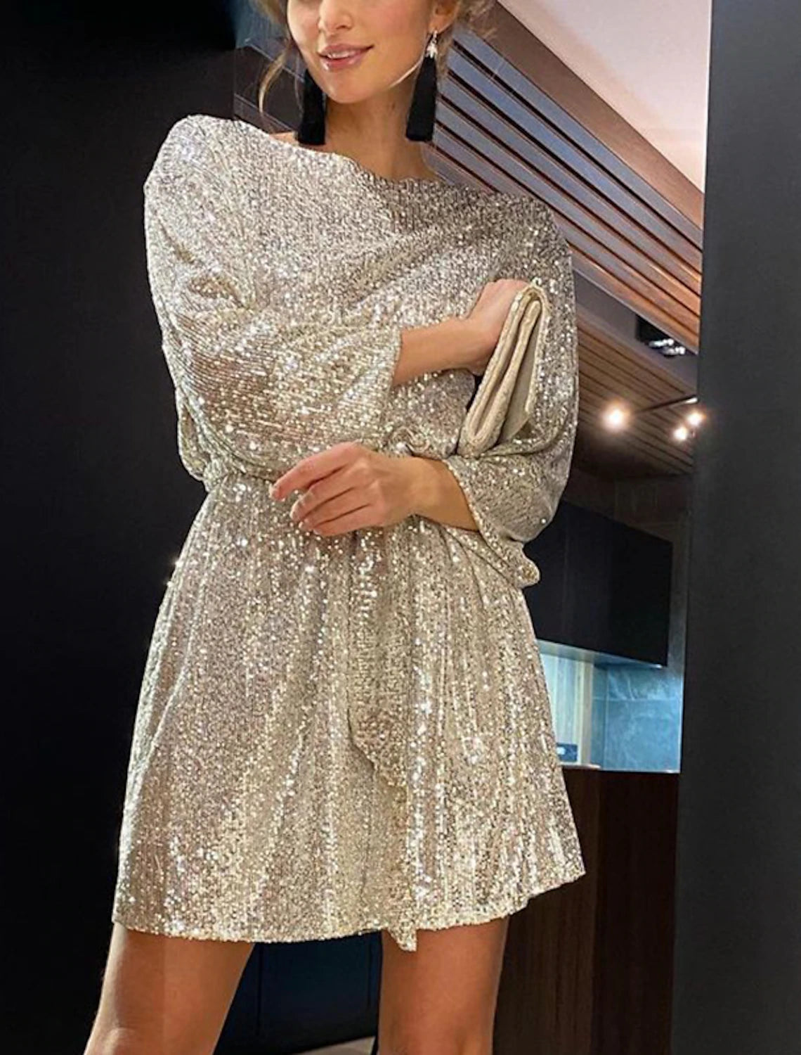 Women's Black Sequin Dress Party Dress Sparkly Dress Little Black Dress Sexy Dress Black Dress Homecoming Dress Shift Dress Mini Dress