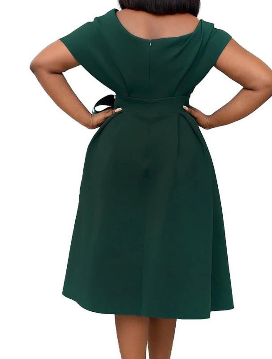 Robe de cocktail noire grande taille pour femme, robe de soirée, couleur unie, col en V, manches courtes, robe de bal formelle, printemps-automne