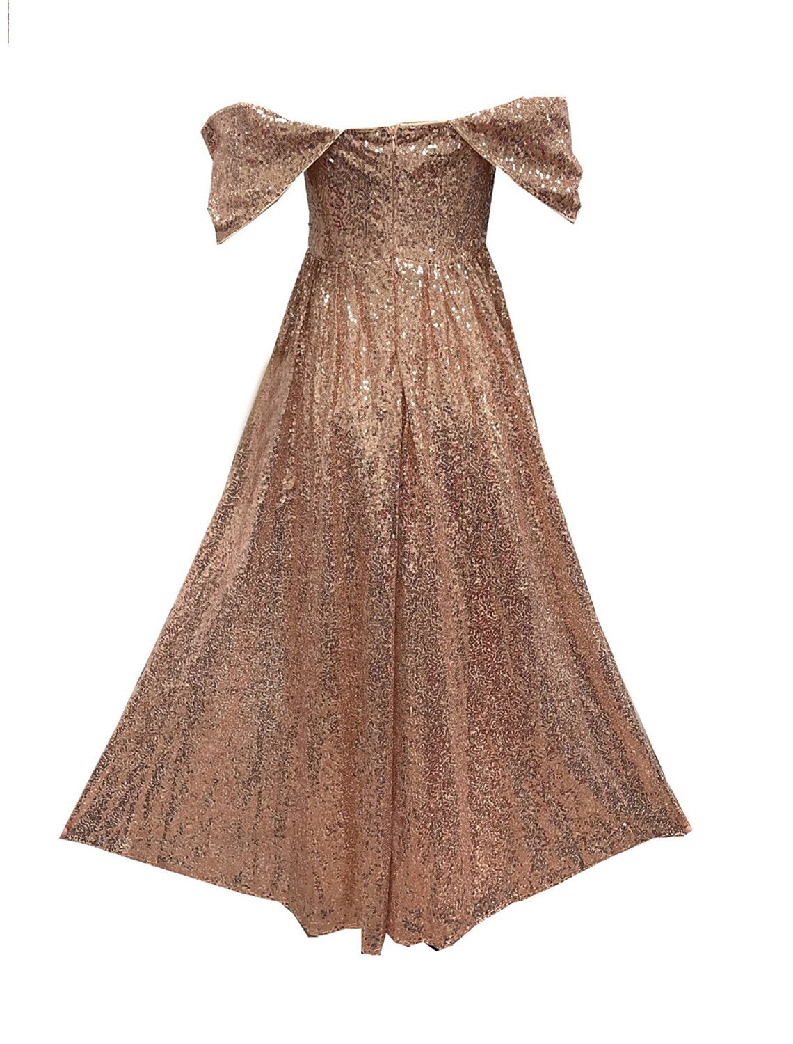 Weitese Women's Sequin Dress Prom Dress Party Dress Long Dress Maxi Dress Champagne Short Sleeve Plain Sequins Summer Spring Fall Off Shoulder Elegant Wedding Guest Evening Party Vacation