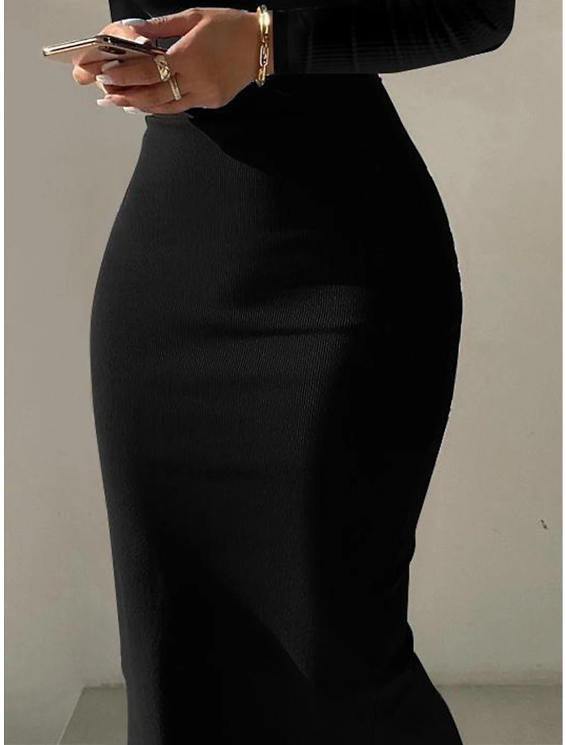Weitese Women's Black Dress Prom Dress Party Dress Bodycon Sheath Dress Long Dress Maxi Dress Long Sleeve Glitter Fall Winter High Neck Fashion Evening Party