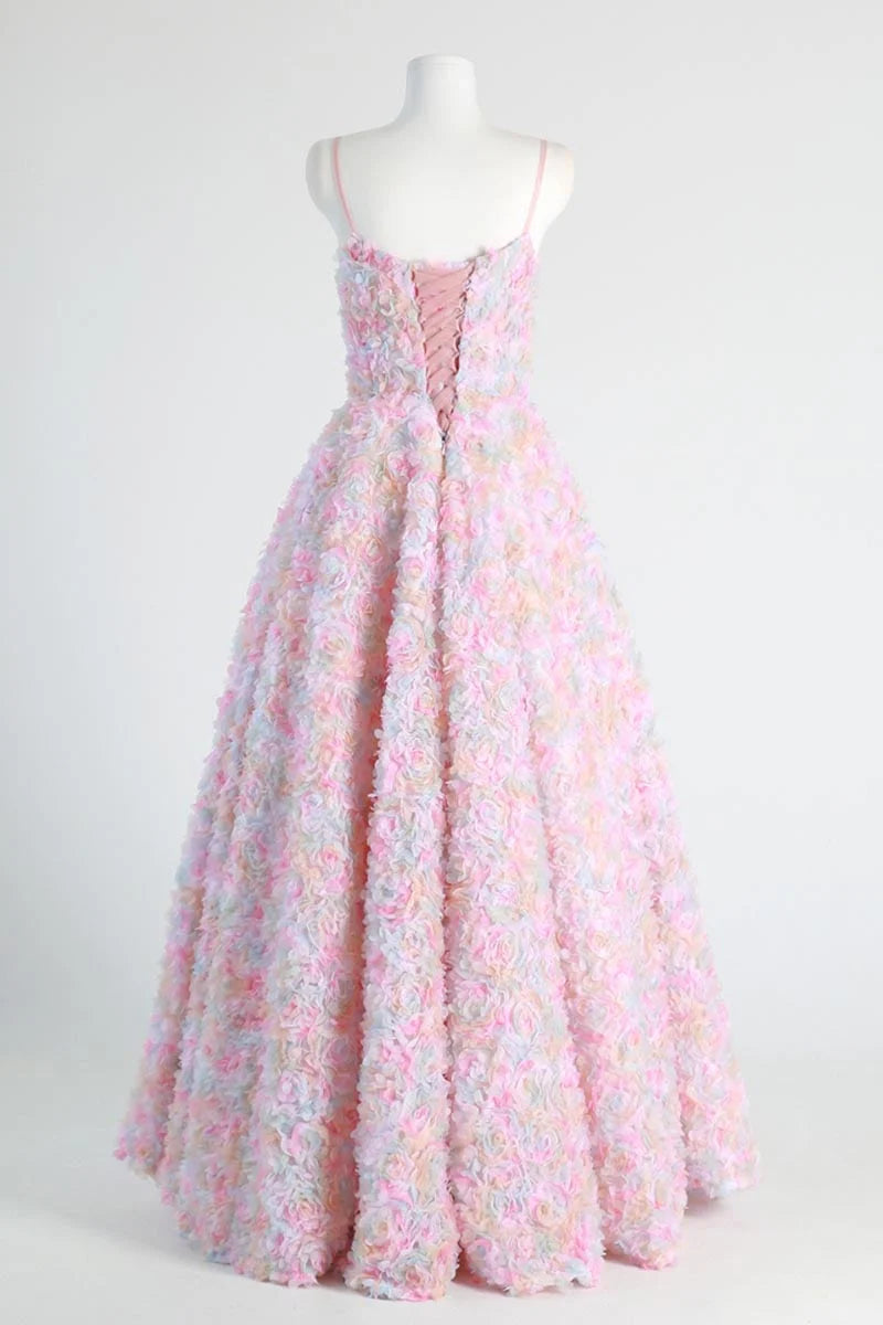 Weitese Prom Shop Dresses Spaghetti Straps 3D Floral Sleeveless Applique Maxi Dress Prom Dress Formal Women's Dresses