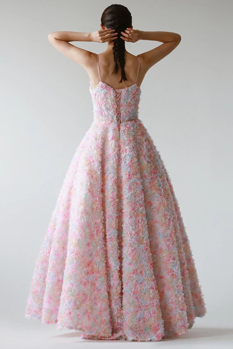 Weitese Prom Shop Dresses Spaghetti Straps 3D Floral Sleeveless Applique Maxi Dress Prom Dress Formal Women's Dresses