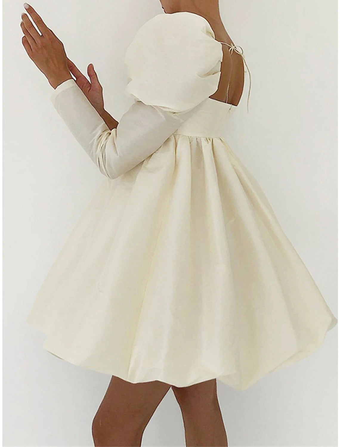 Women's Party Dress Homecoming Dress Cocktail Dress Mini Dress Fuchsia Beige Long Sleeve Plain Ruched Summer Spring Fall Square Neck Elegant Wedding Guest Birthday Vacation