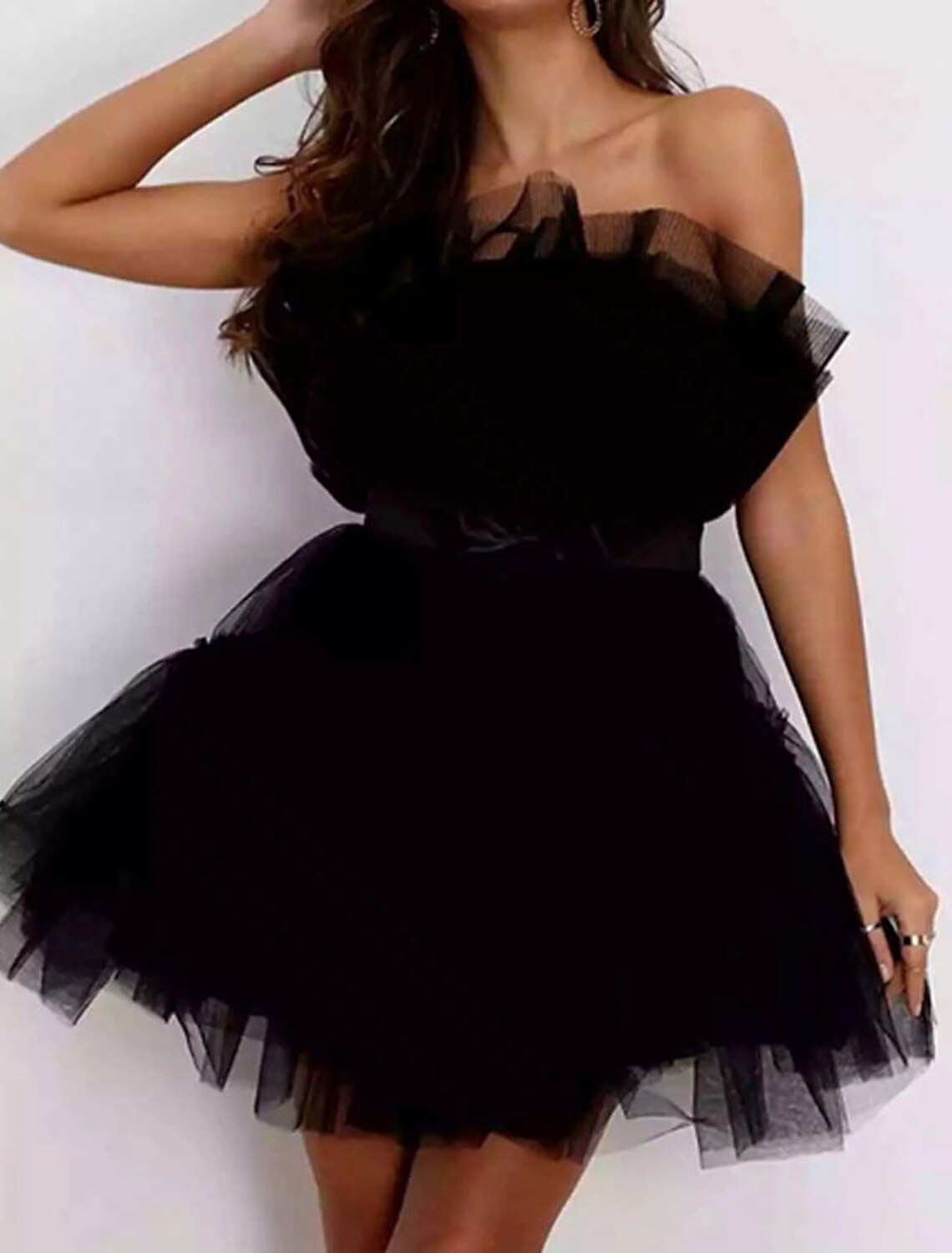 Women‘s Party Dress Corset Dress Homecoming Dress Mini Dress Black Pink Fuchsia Red Sleeveless Pure Color Backless Layered Mesh Spring Summer Strapless Party Personalized Stylish Party