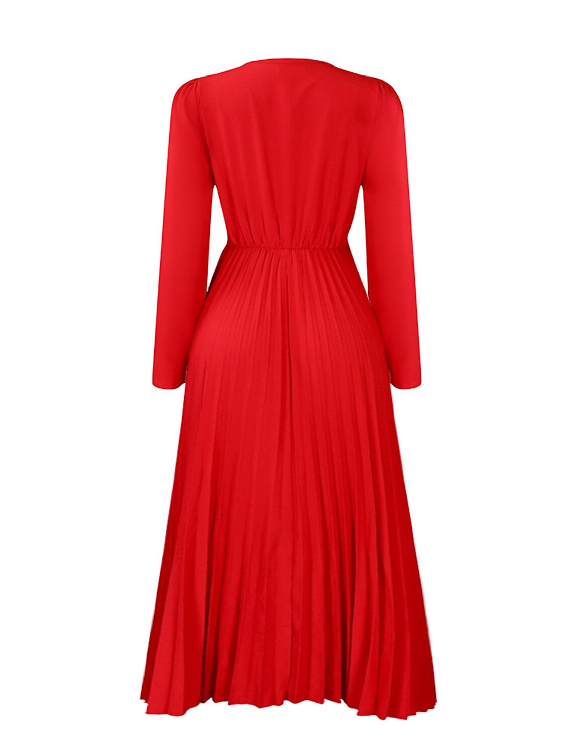 Weitese Women's Prom Dress Party Dress Wedding Guest Dress Long Dress Maxi Dress Black Yellow Pink Long Sleeve Plain Lace up Summer Spring Fall V Neck Elegant Wedding Guest Birthday Evening Party