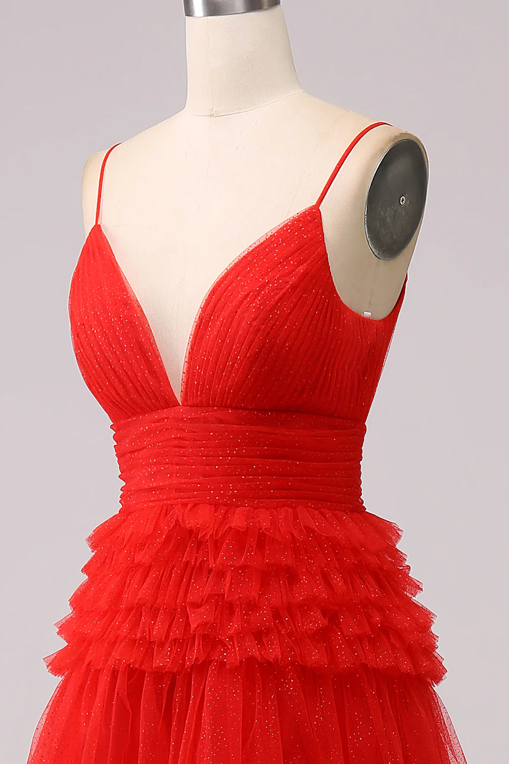 Weitese Dress A Line Beige Tulle Spaghetti Straps Sweetheart Prom Dress