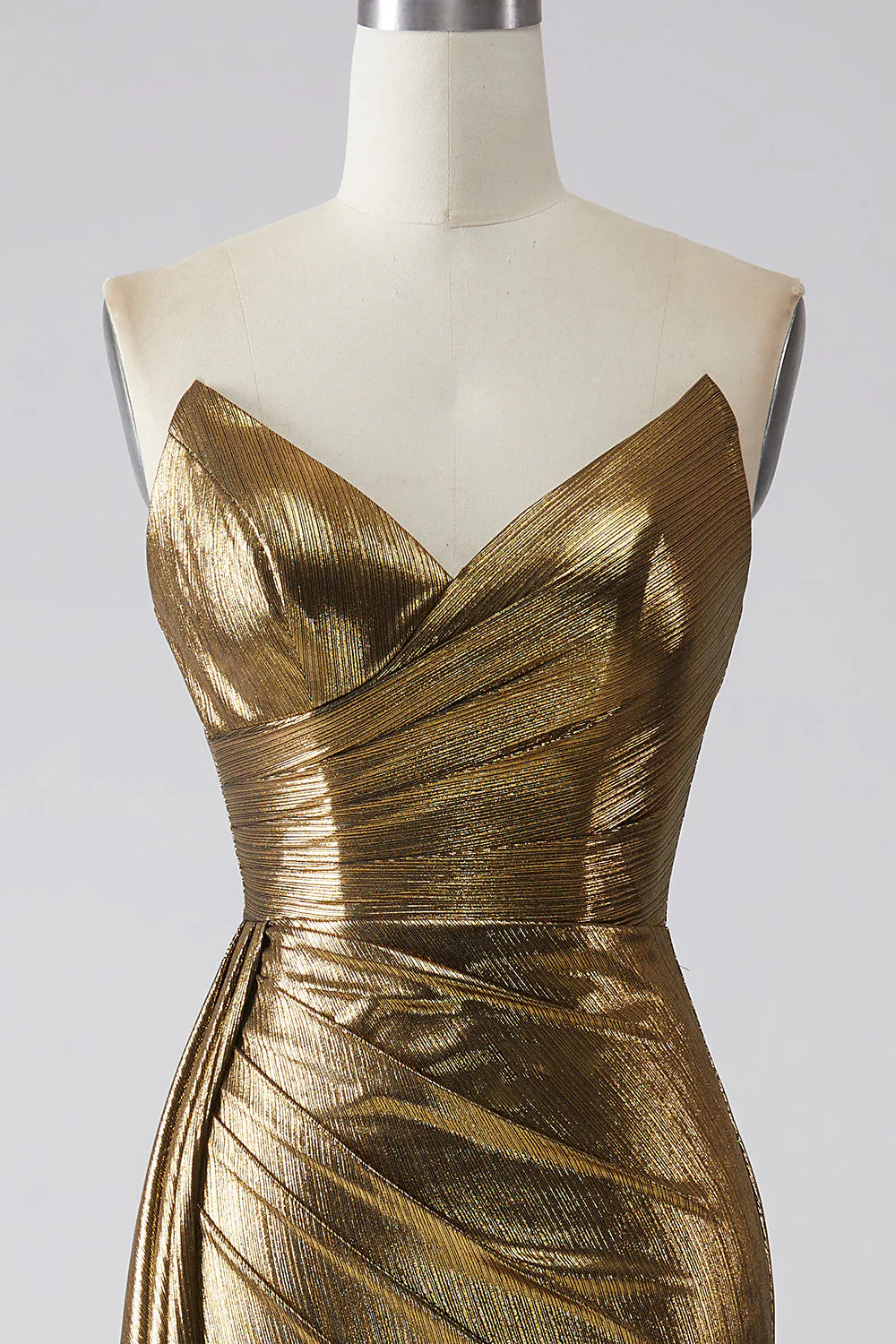 Vestido de fiesta largo de sirena brillante con abertura