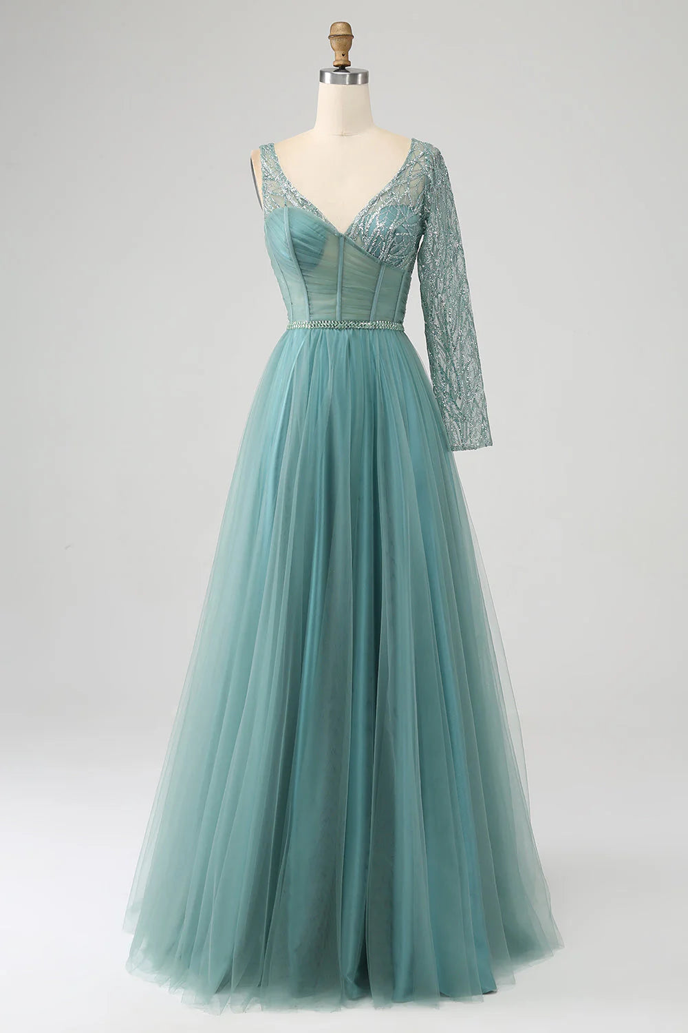 Robe de bal longue style corset à paillettes scintillantes