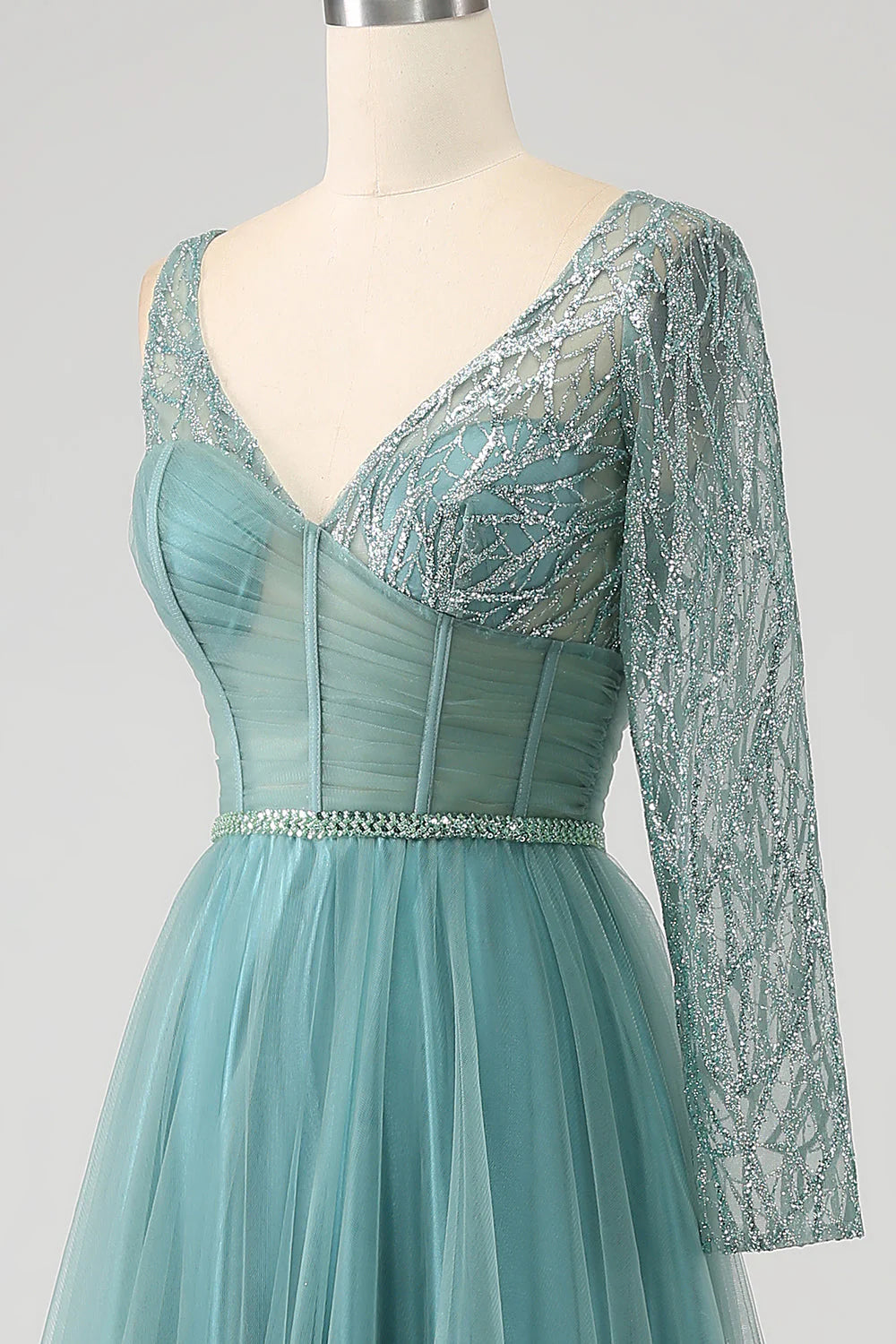 Robe de bal longue style corset à paillettes scintillantes