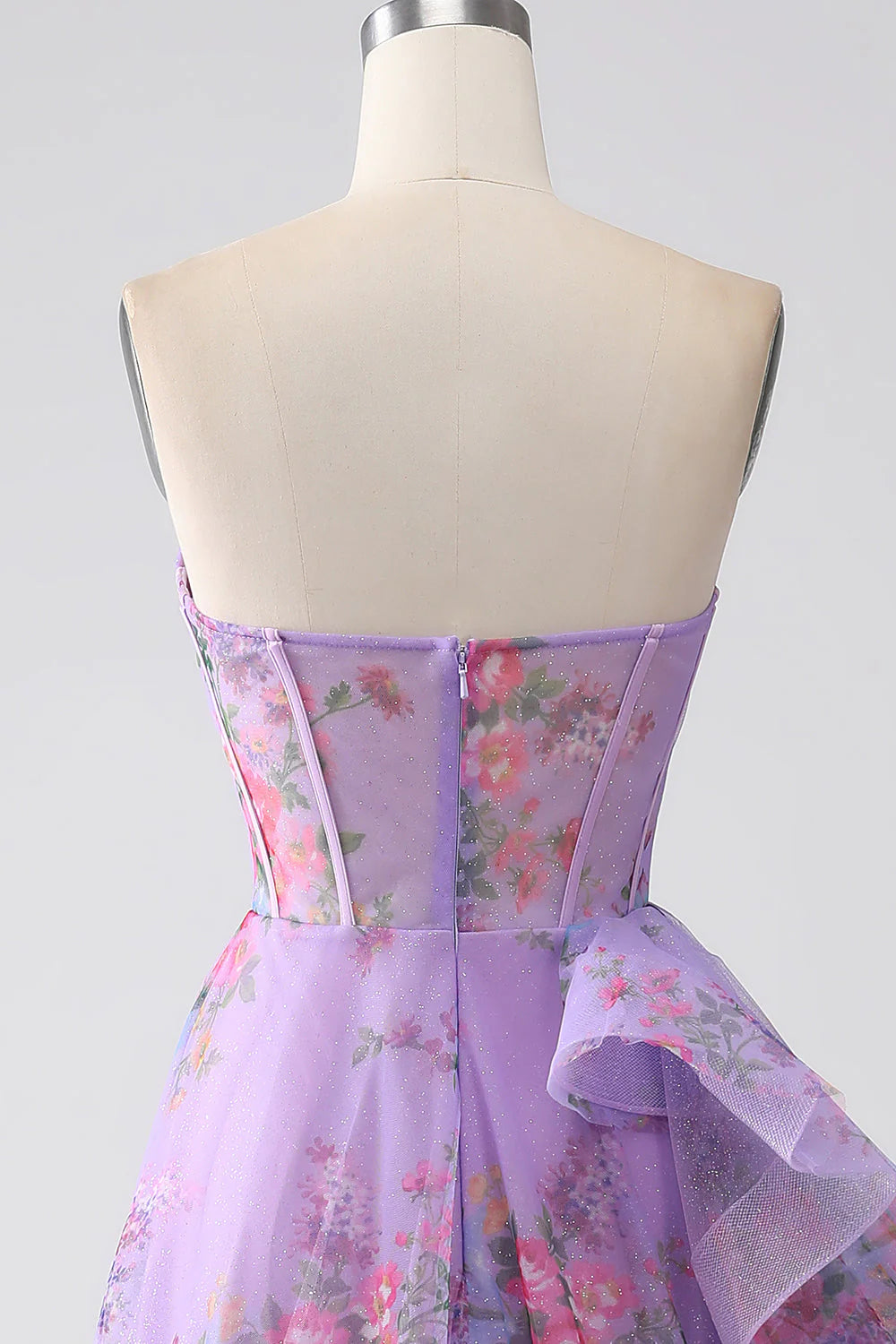 Printed Strapless Corset Prom Dress