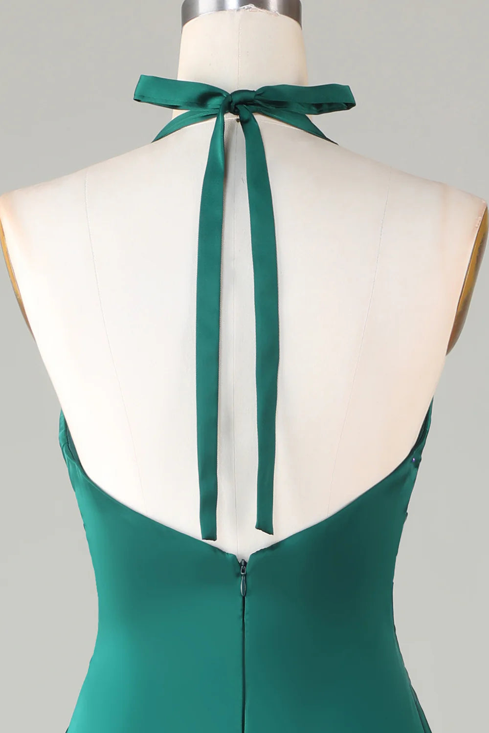 Mermaid Halter Long Satin Bridesmaid Dress