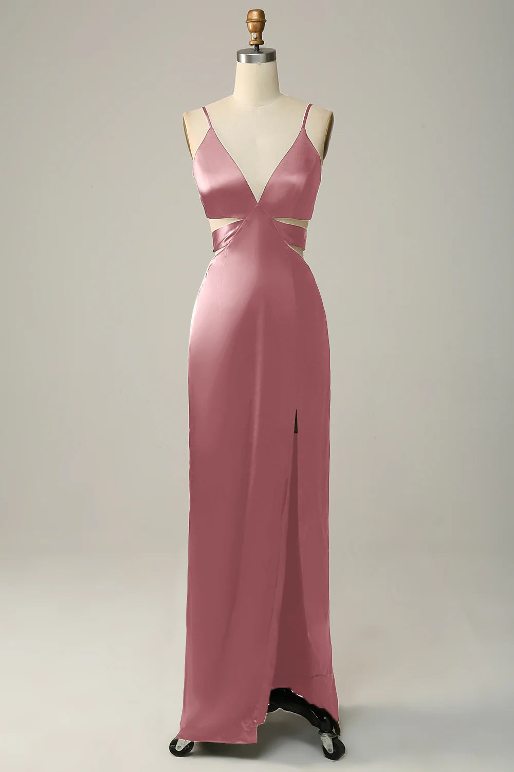 Spaghetti Straps V Neck Bridesmaid Dress