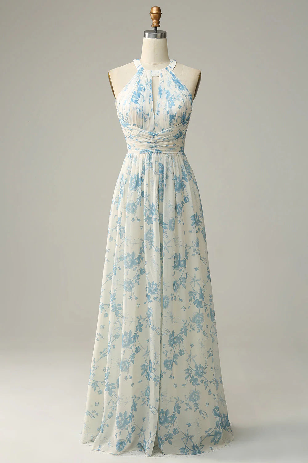 Floral Boho Long Chiffon Bridesmaid Dress
