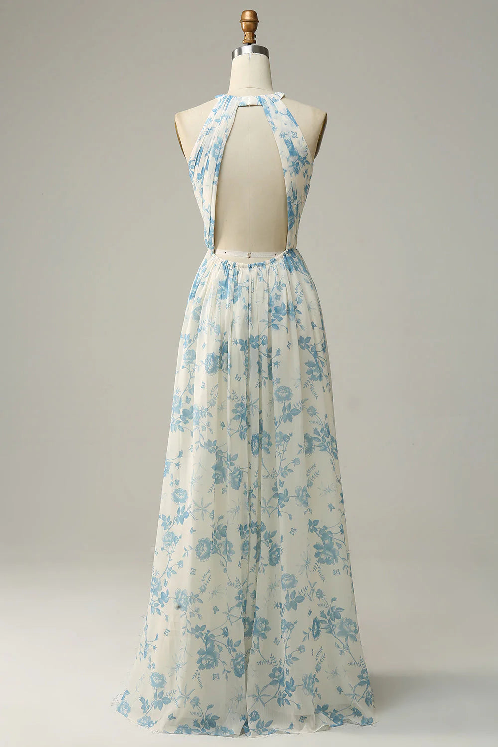 Floral Boho Long Chiffon Bridesmaid Dress