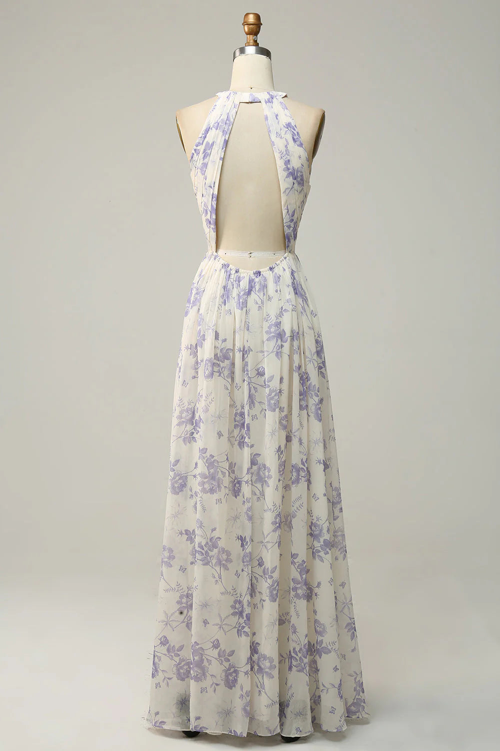 Floral Boho Long Chiffon Bridesmaid Dress
