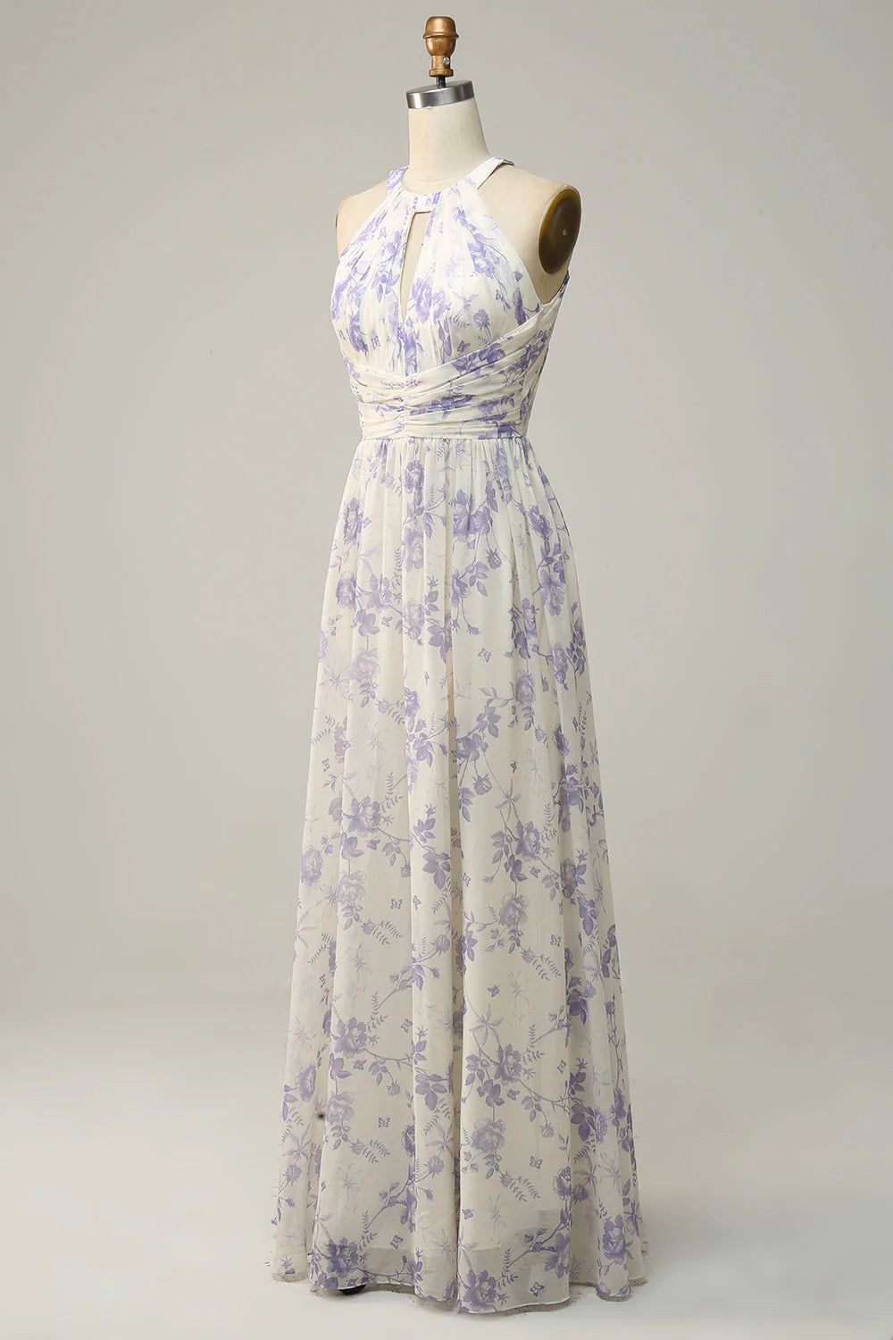 Floral Boho Long Chiffon Bridesmaid Dress