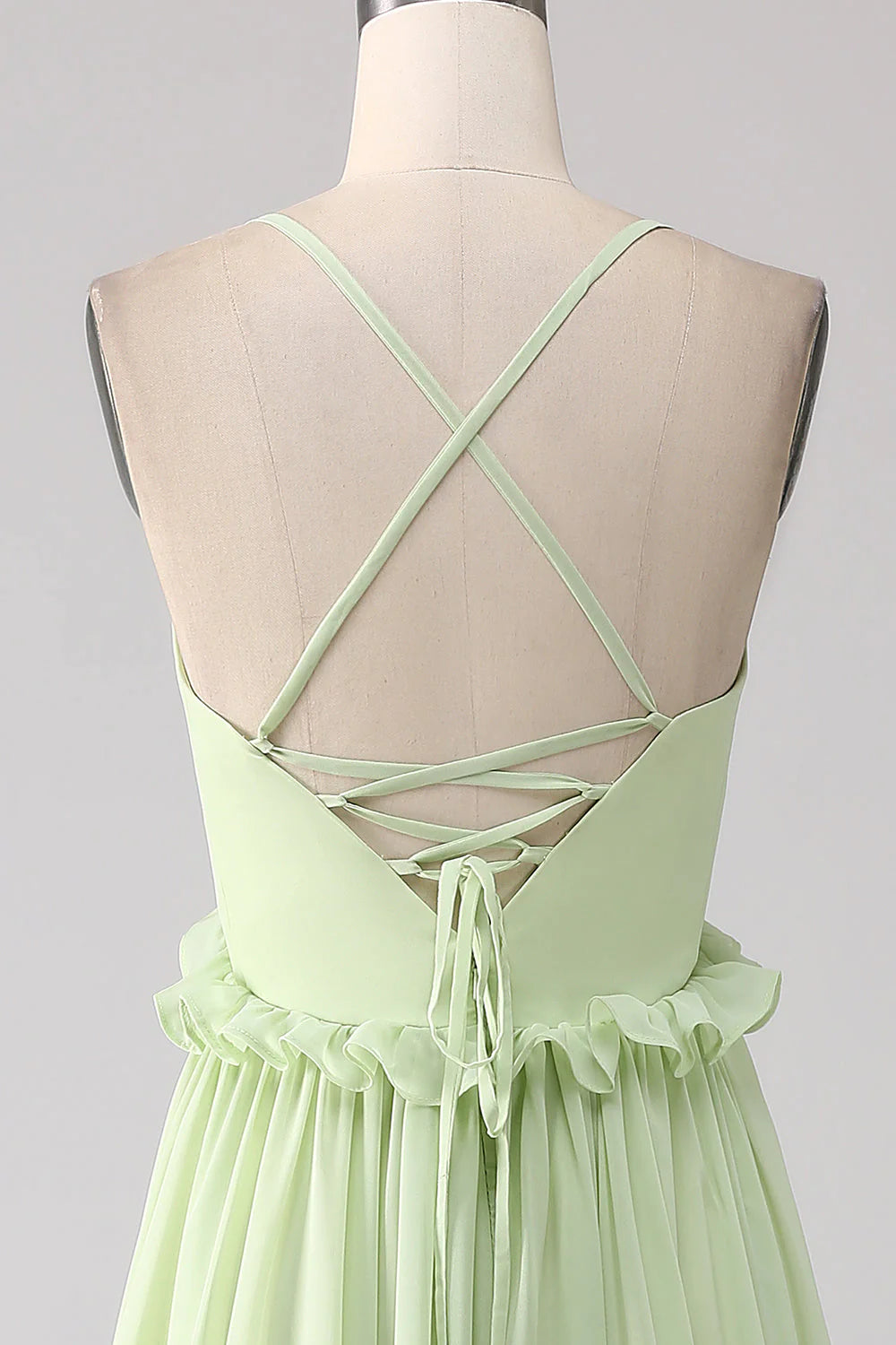 Ruffles A Line Bridesmaid Dress With Lace-Up Back