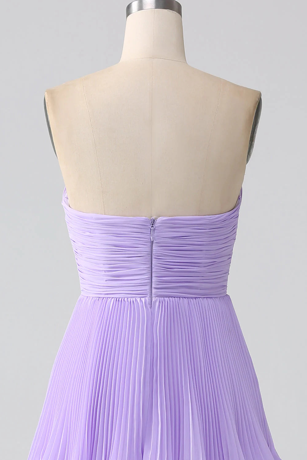 A-Line Sweetheart Tiered Chiffon Long Bridesmaid Dress With Pleated