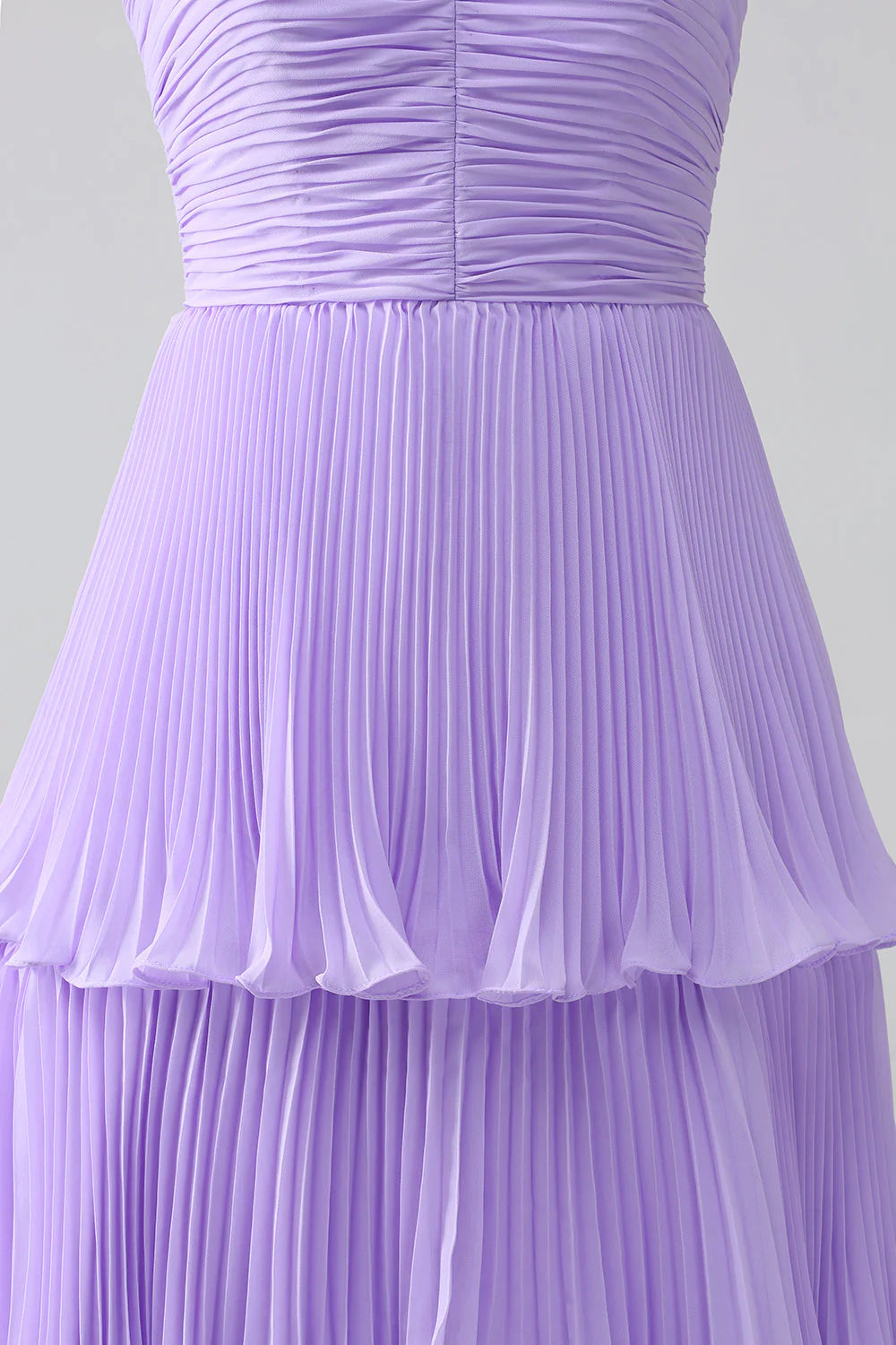 A-Line Sweetheart Tiered Chiffon Long Bridesmaid Dress With Pleated
