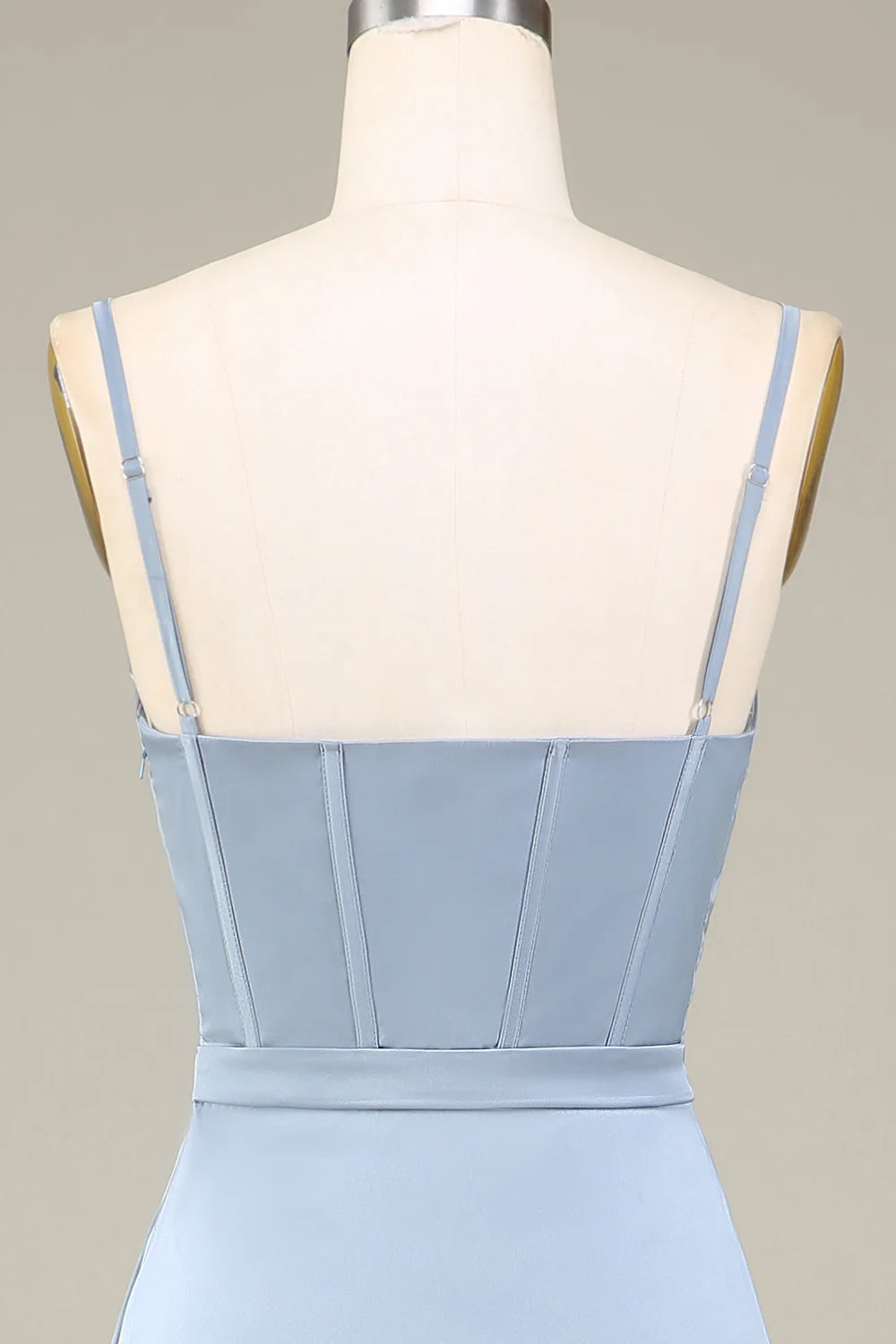 A-Line Spaghetti Straps Satin Long Bridesmaid Dress