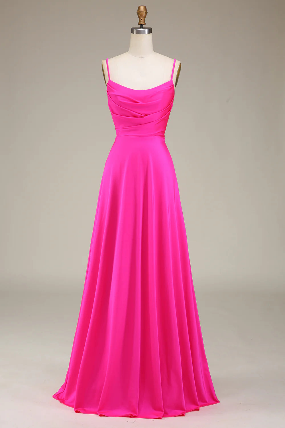 Spaghetti Straps A-Line Prom Bridesmaid Dresses With Pleated