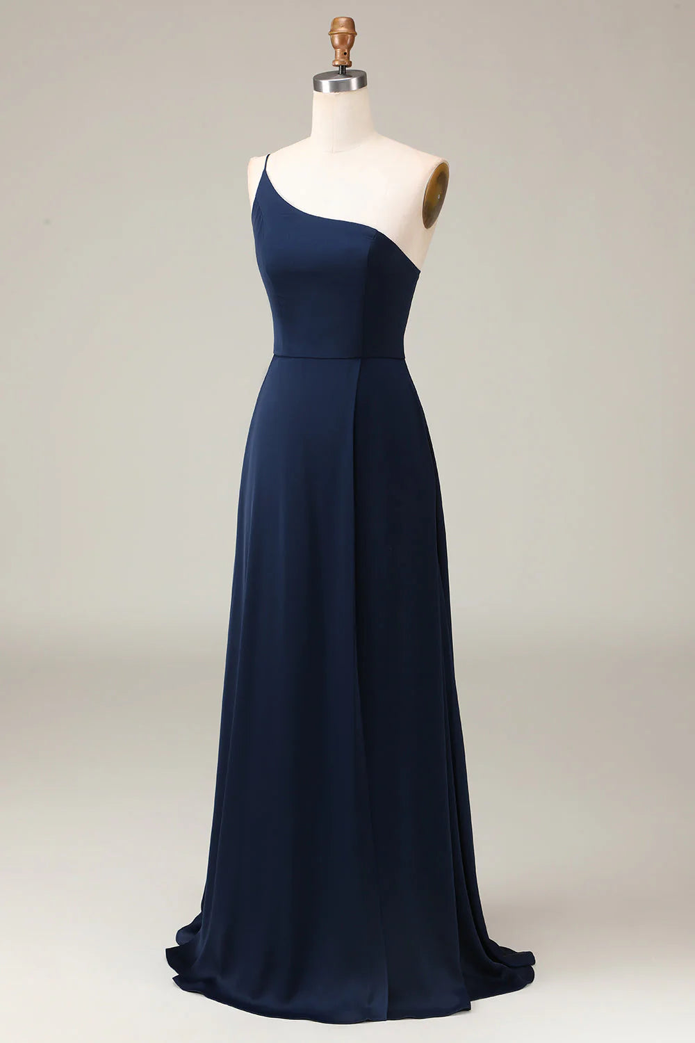 A-Line Chiffon One Shoulder Floor Length Bridesmaid Dress