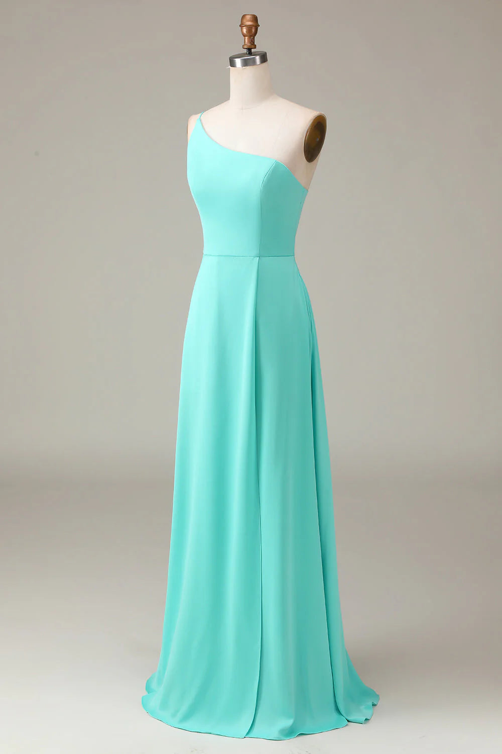 A-Line Chiffon One Shoulder Floor Length Bridesmaid Dress