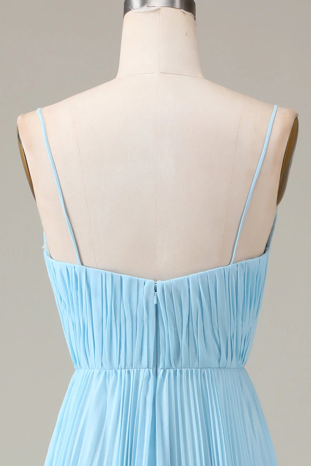 Spaghetti Straps V-Neck A-Line Pleated Chiffon Bridesmaid Dress