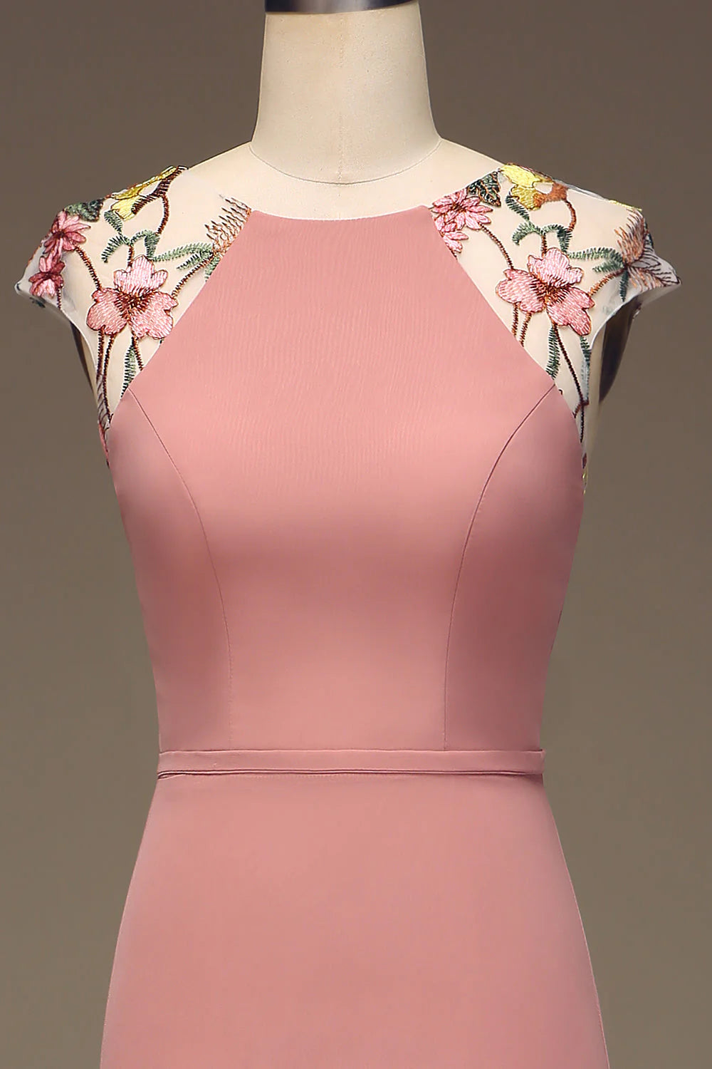 A-Line Chiffon And Embroidery Maxi Bridesmaid Dress