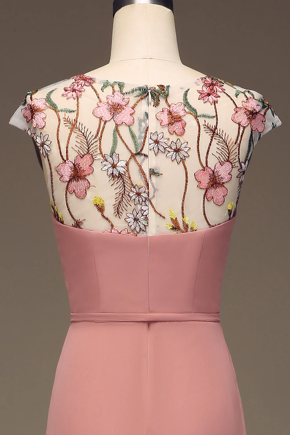 A-Line Chiffon And Embroidery Maxi Bridesmaid Dress