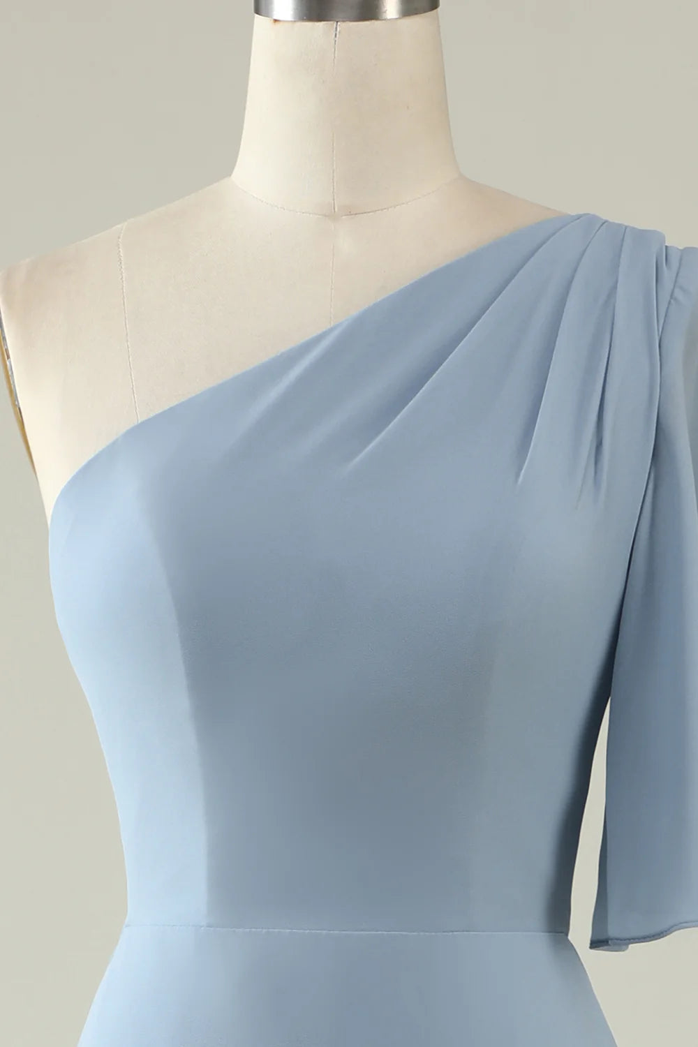Back Lace Up One Shoulder Chiffon Boho Bridesmaid Dress