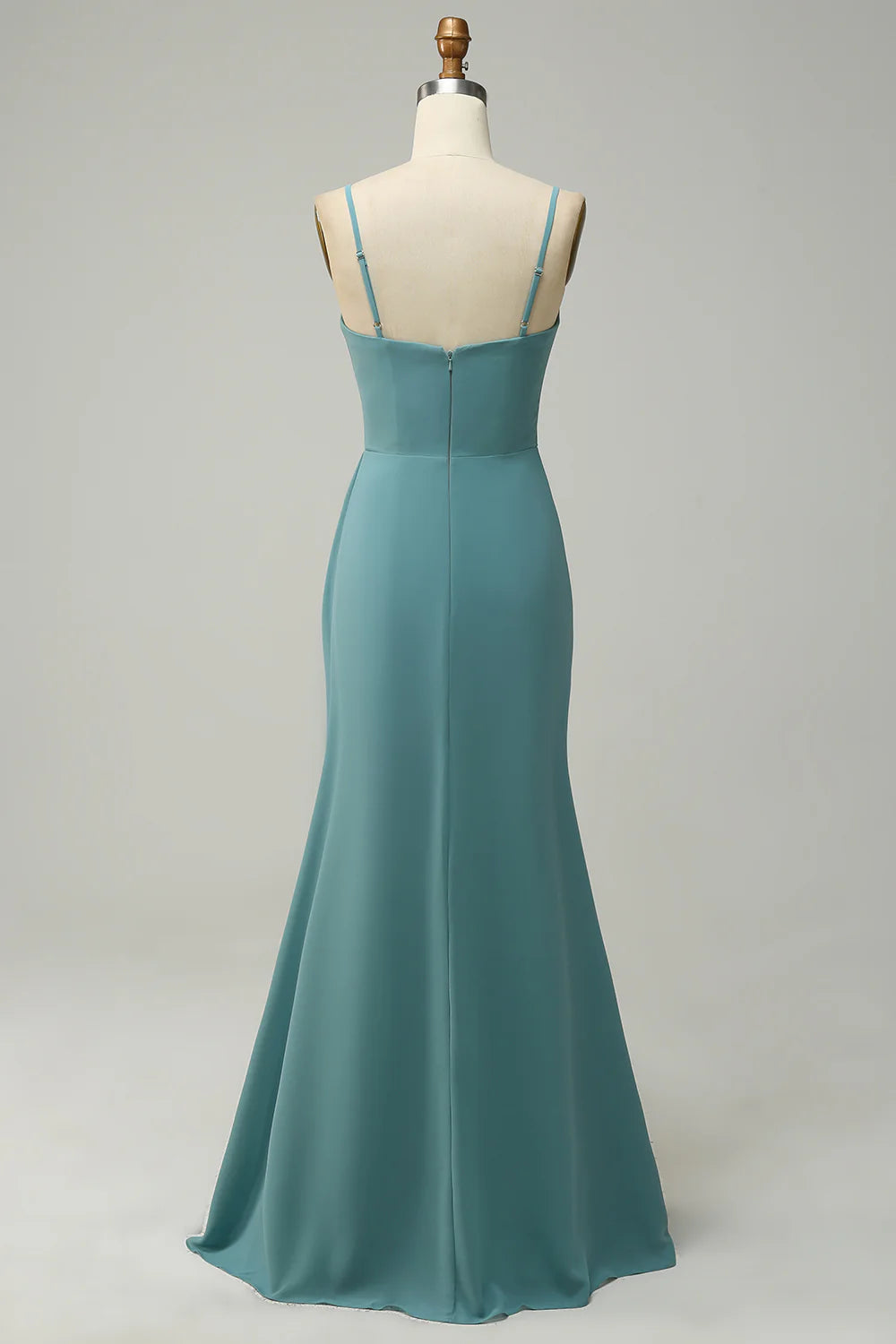 Strapless Thin Shoulder Strap Draped Long Chiffon Bridesmaid Dres s