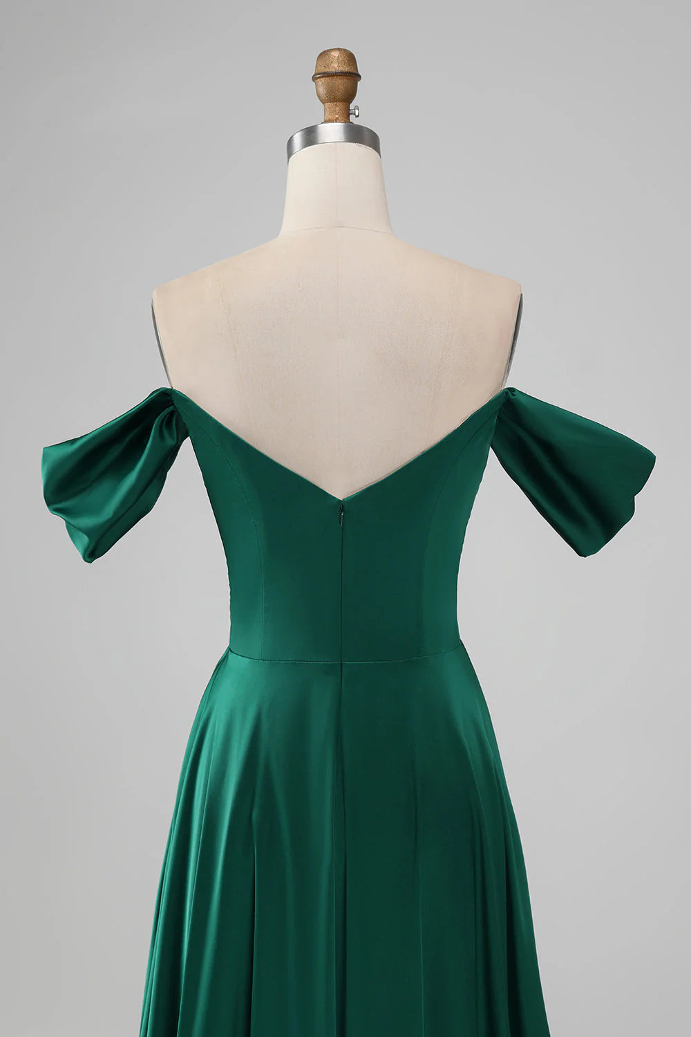 Off The Shouder A Line Satin Long Bridesmaid Dress