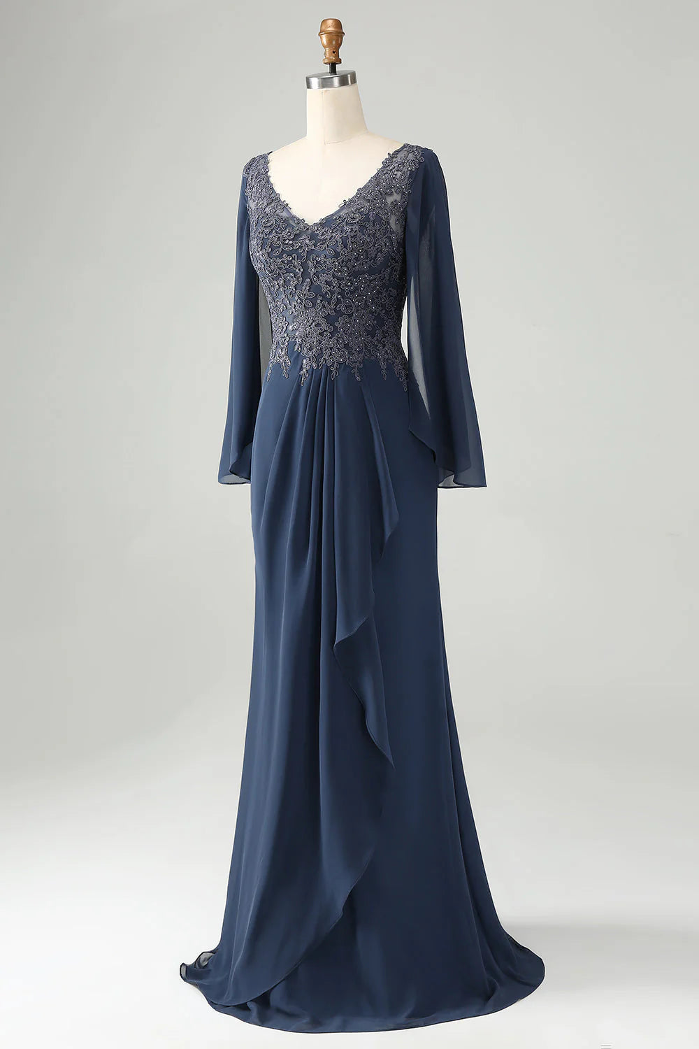 Glitter Mermaid V Neck Beaded Mother Of Bride Dress With Appliques