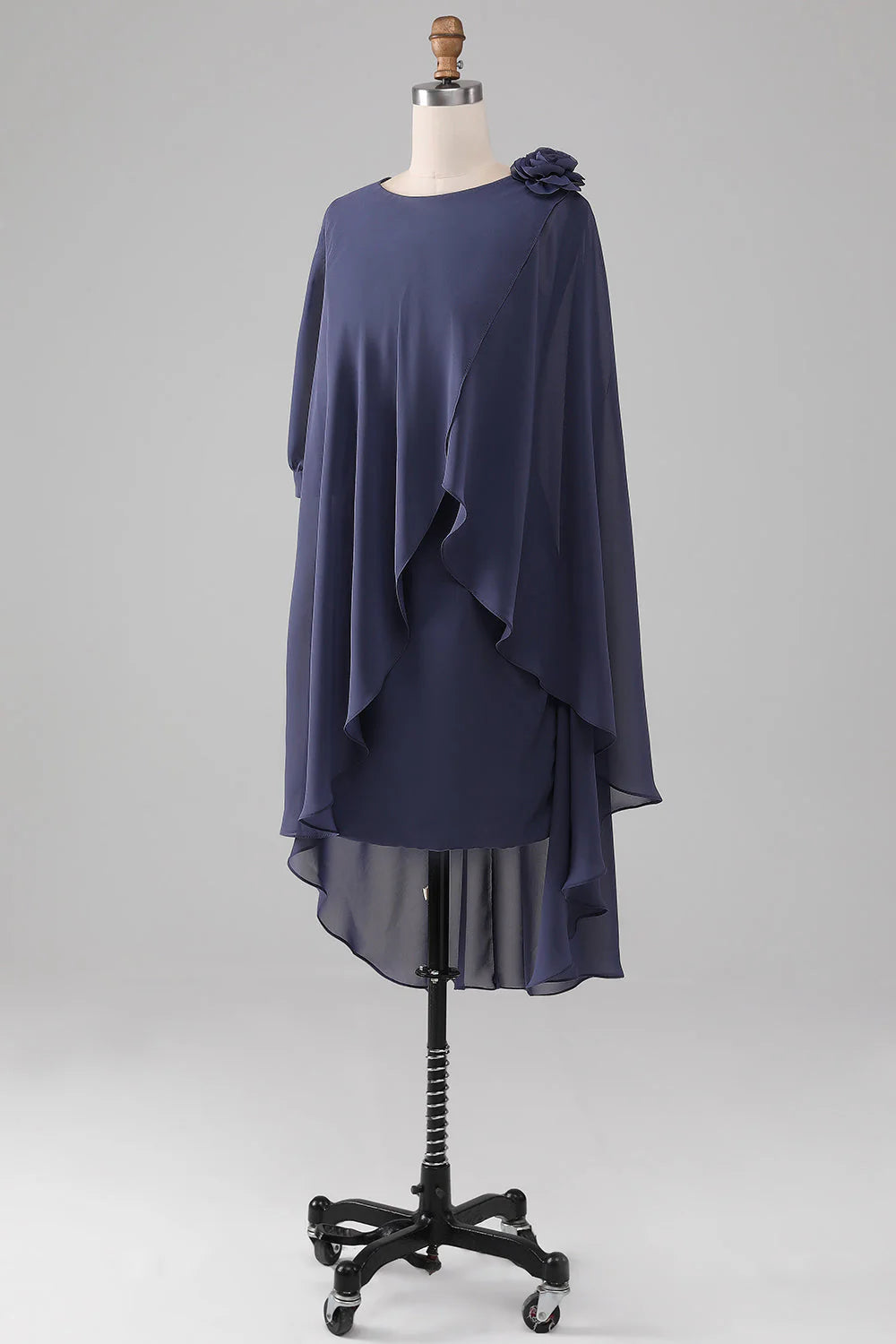 Scoop Beaded Knee-Length Chiffon Mother Of The Bride Dress