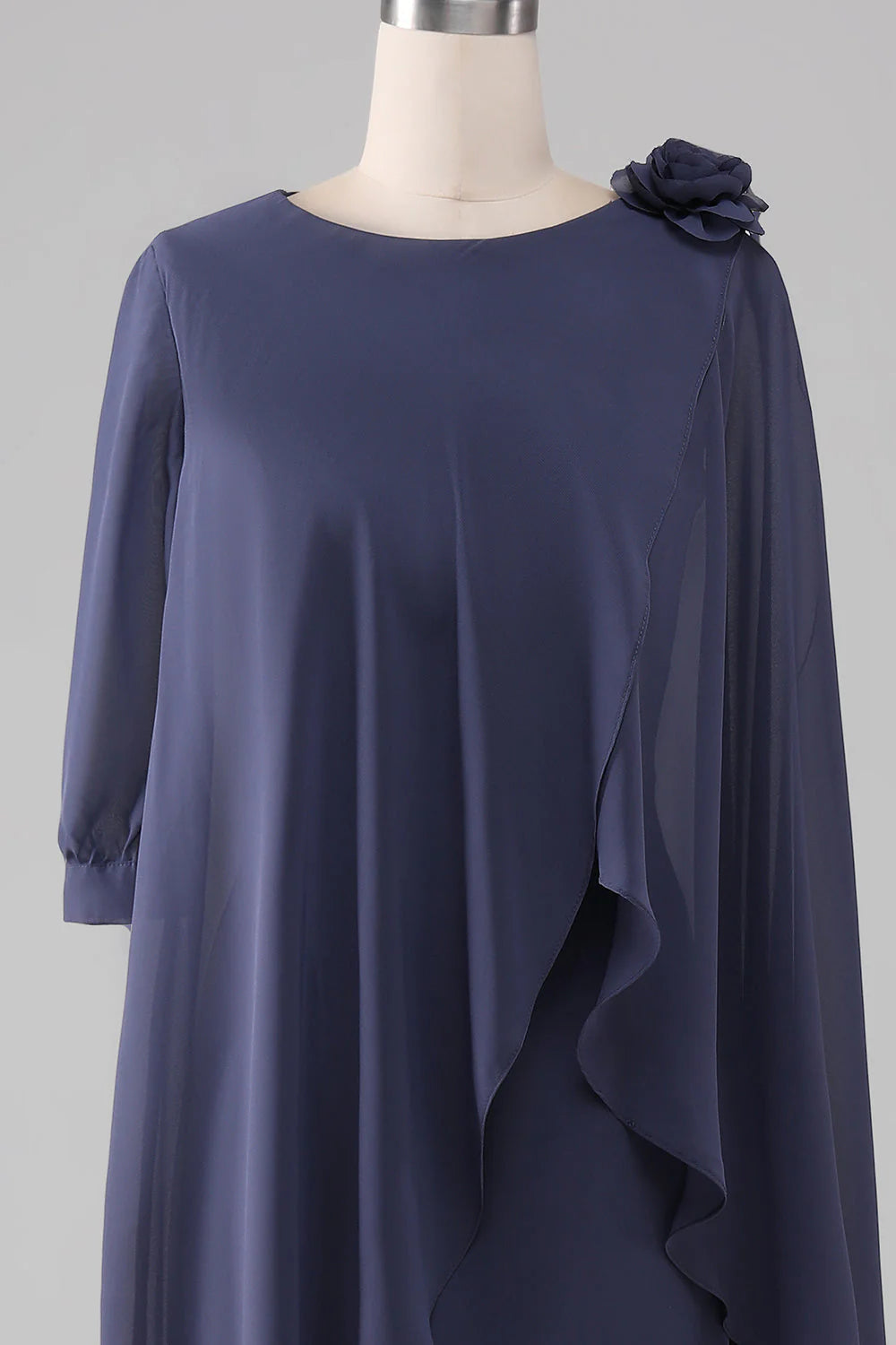 Scoop Beaded Knee-Length Chiffon Mother Of The Bride Dress