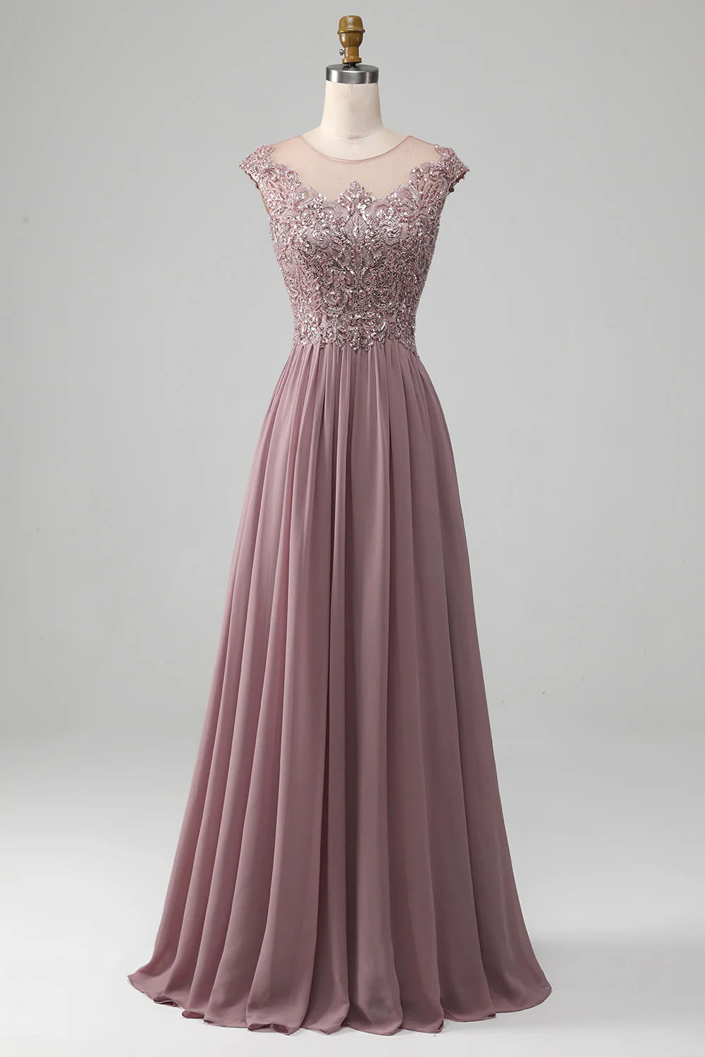 A-Line Beaded Blush Mother of the Bride Dresses