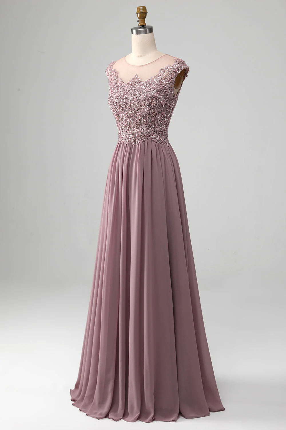A-Line Beaded Blush Mother of the Bride Dresses