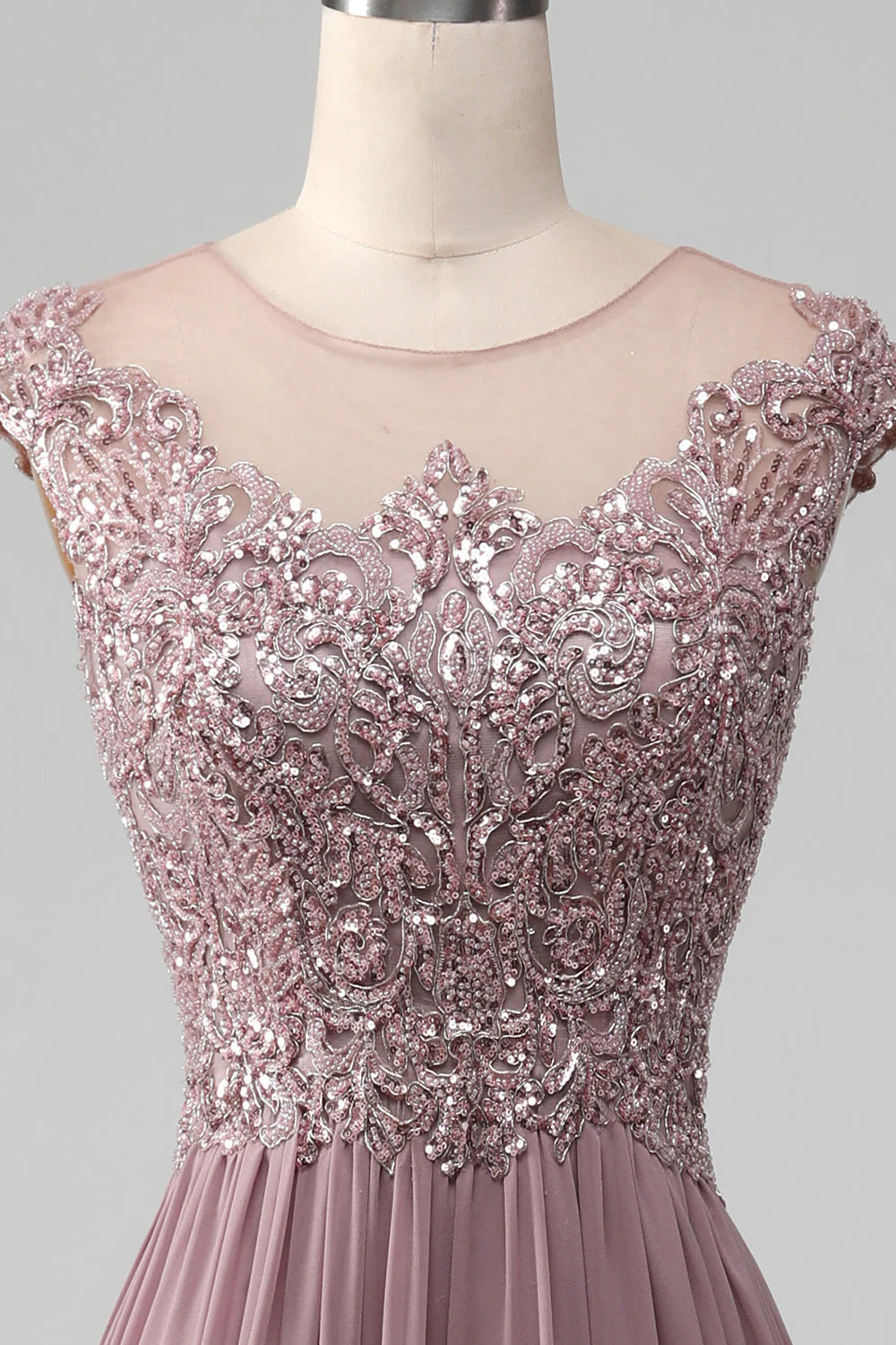 A-Line Beaded Blush Mother of the Bride Dresses