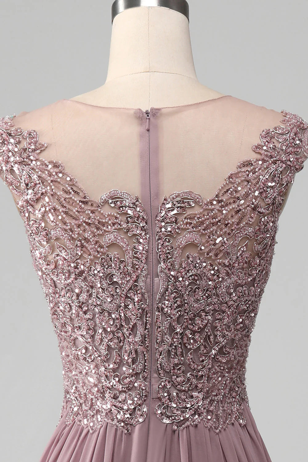 A-Line Beaded Blush Mother of the Bride Dresses