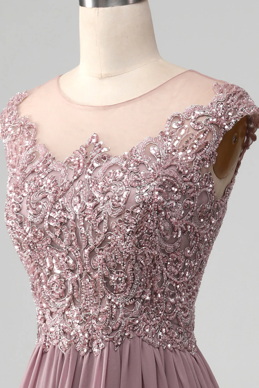 A-Line Beaded Blush Mother of the Bride Dresses