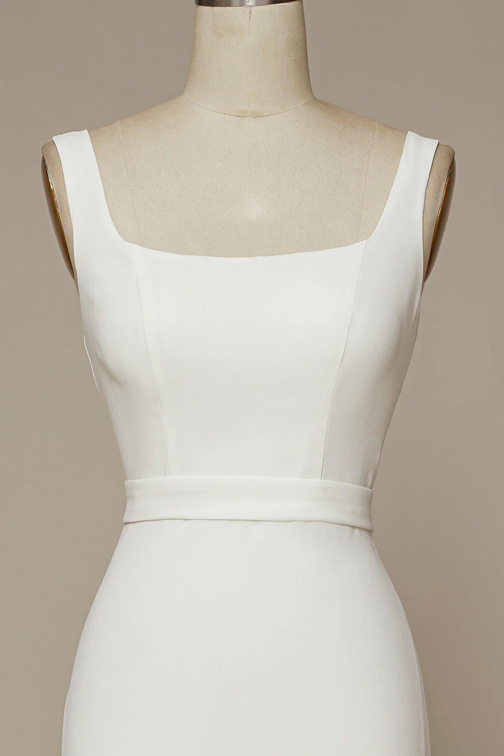 White Mermaid Square Neck Wedding Dress