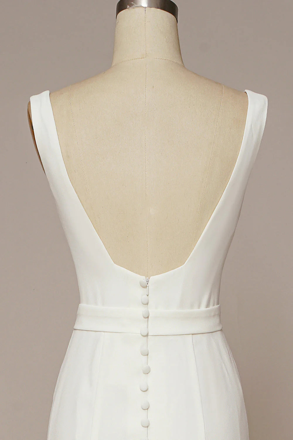 White Mermaid Square Neck Wedding Dress