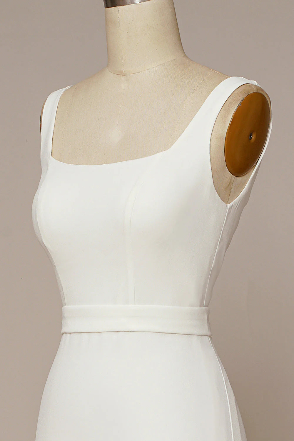 White Mermaid Square Neck Wedding Dress